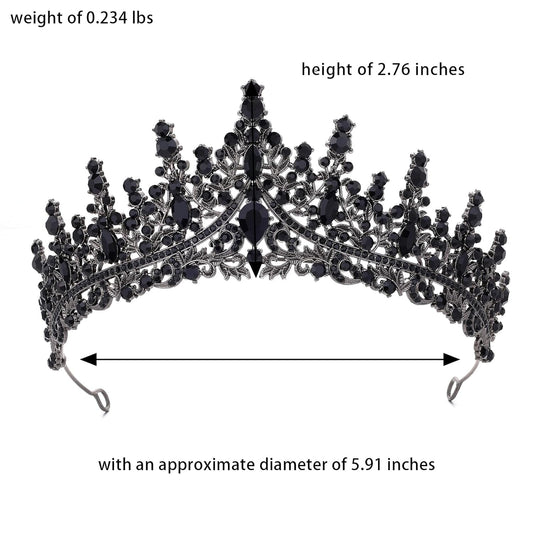 Black Tiara for Women Crystal Queen Crowns Rhinestone Princess Tiaras for Girl Wedding Headband for Bride Hair Accessories for Halloween Costume Birthday Party Prom Mother's Gifts