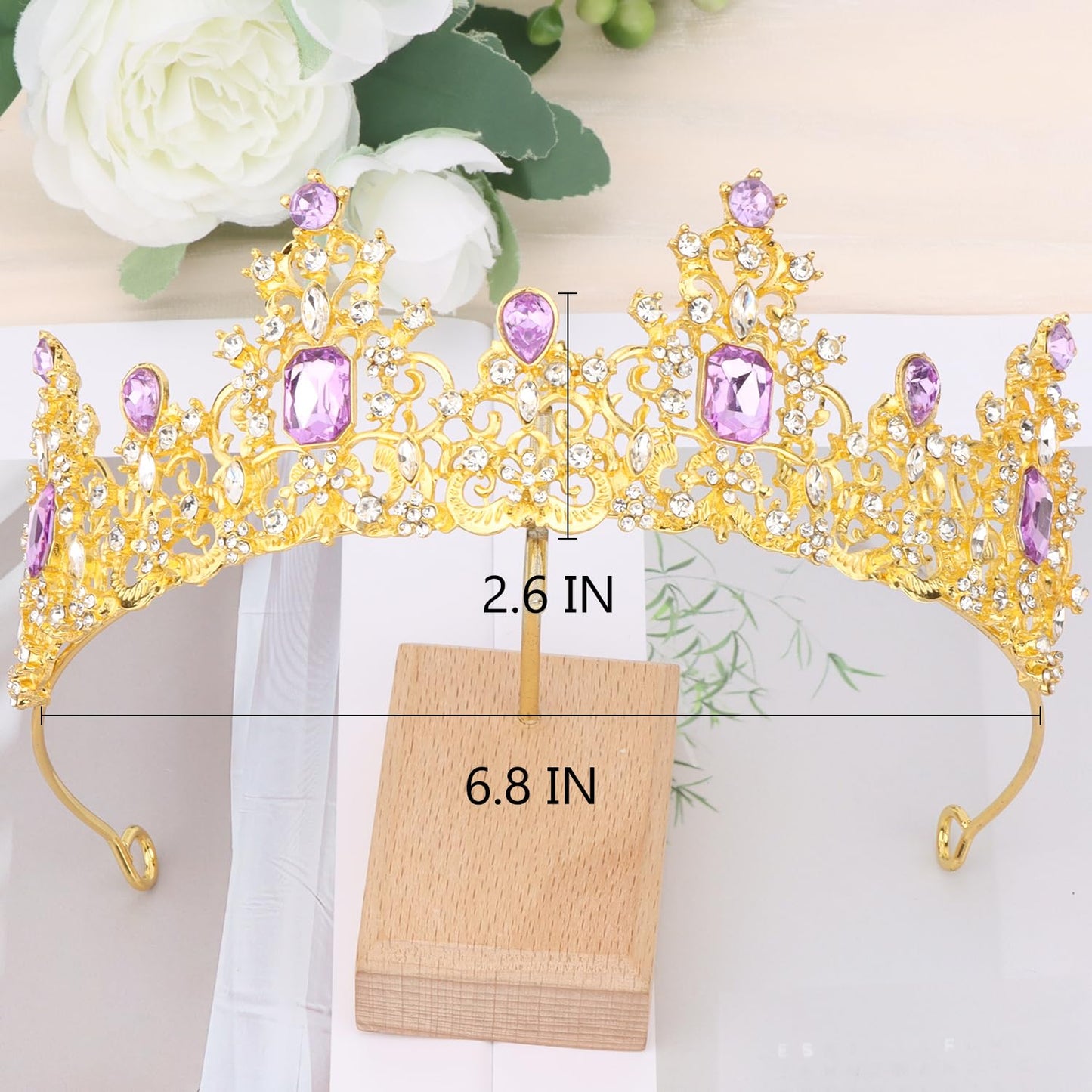 Didder Purple Gold Princess Crown Birthday Tiara Prom Queen Tiaras and Crowns for Women and Girls Halloween Costume Headpiece Hair Accessories
