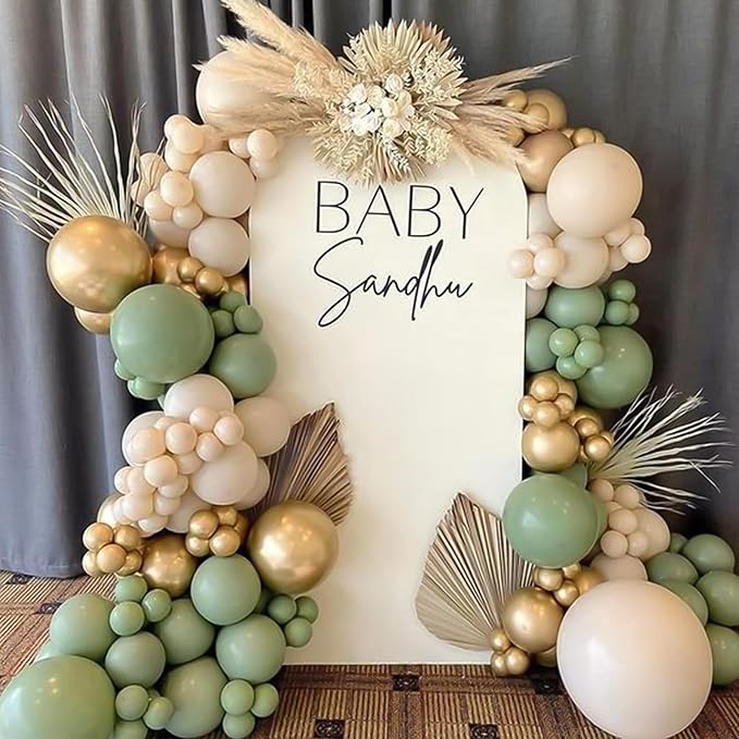 RUBFAC 120pcs Balloons for Birthday Baby Shower Graduation Anniversary Wedding Party Supplies Garland Arch Decoration,12 Inches,Sand White