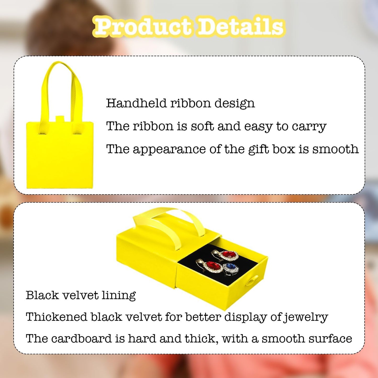 Small Jewelry Boxes, 12 Pack Jewelry Gift Boxes Drawer Jewelry Box Necklace Box, Jewelry Gift Box Necklace Gift Box For Earrings Rings Necklace Bracelet,4 x 4 x 1.7 Inches (Yellow)