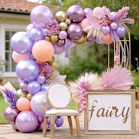 Purple Pink Balloon Arch Lavender Lilac Balloons Double Stuffed Pearl Pink Purple Balloon Garland Kit for Baby Shower Birthday Bridal Wedding Spring Party Decorations