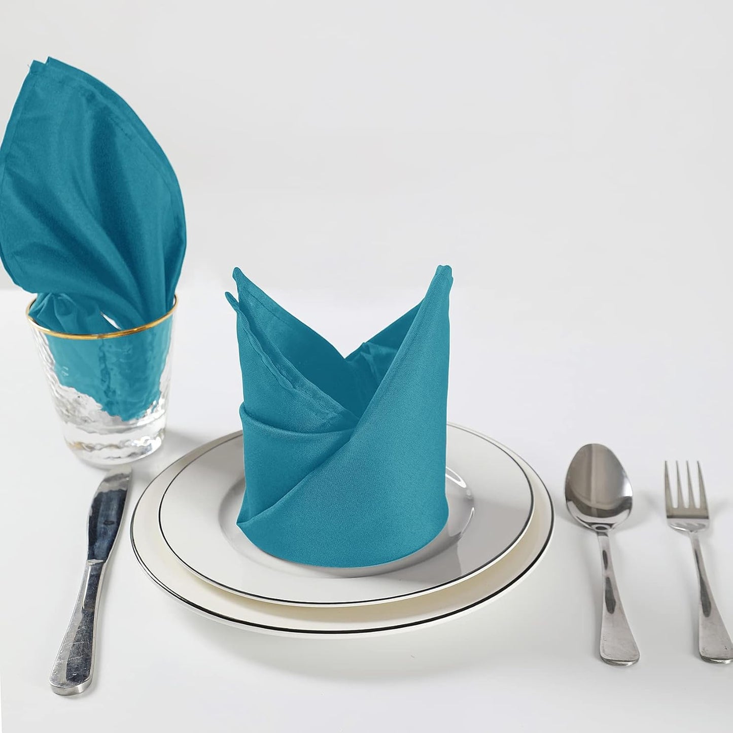 Cloth Napkins 20x20 inch Washable Polyester Dinner Napkins Soft Table Napkins for Wedding Party Dining Banquet(Caribbean Blue,50PCS)