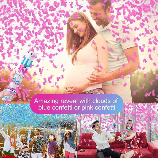 Premium Gender Reveal Confetti Cannon, Set of 4 Mixed (2 Blue 2 Pink) Gender Reveal Confetti Cannon Popper, for Gender Reveal Decorations and Baby Gender Reveal Party Supplies, Pink&blue