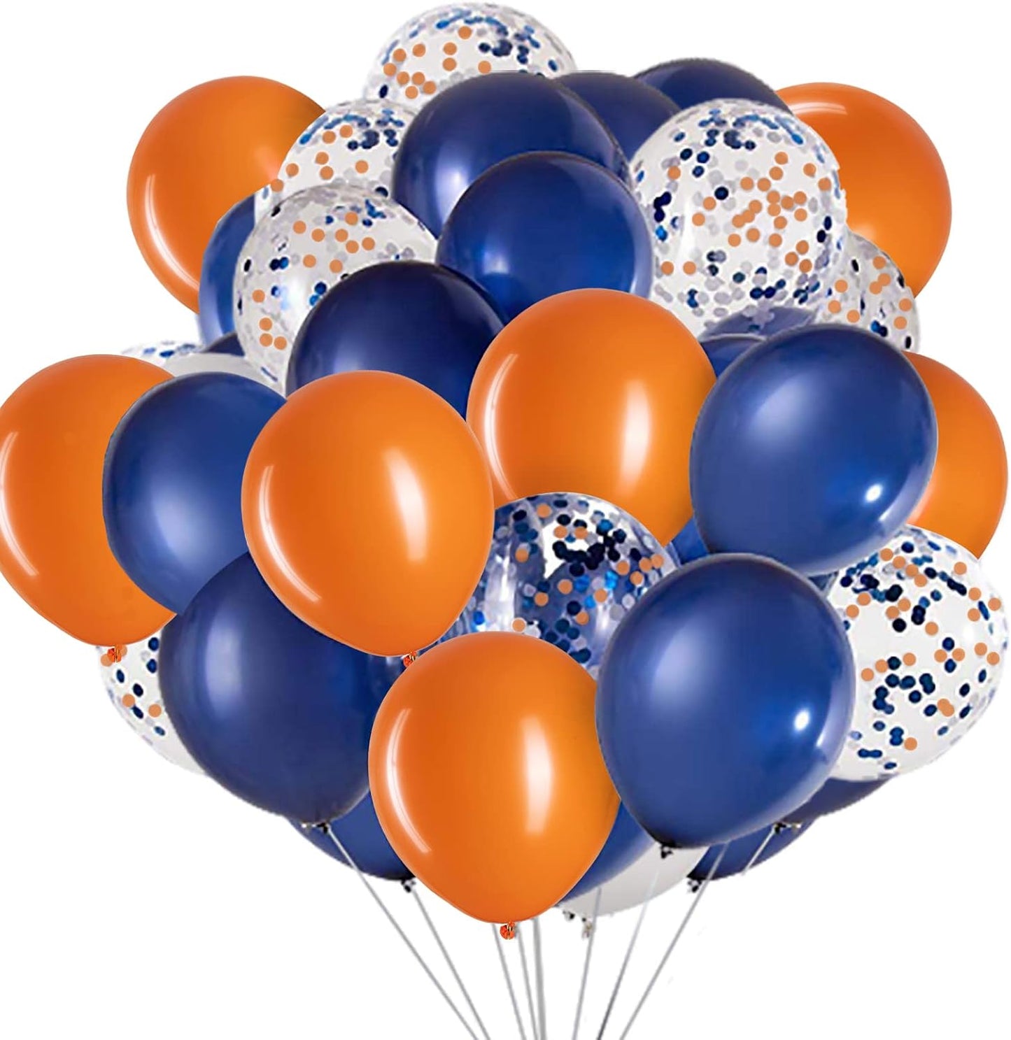 12 Inch Orange Blue and Confetti Balloons, for Weddings Birthdays Bridal Shower Decorations Graduation Party Decorations 3 Style,Pack of 50