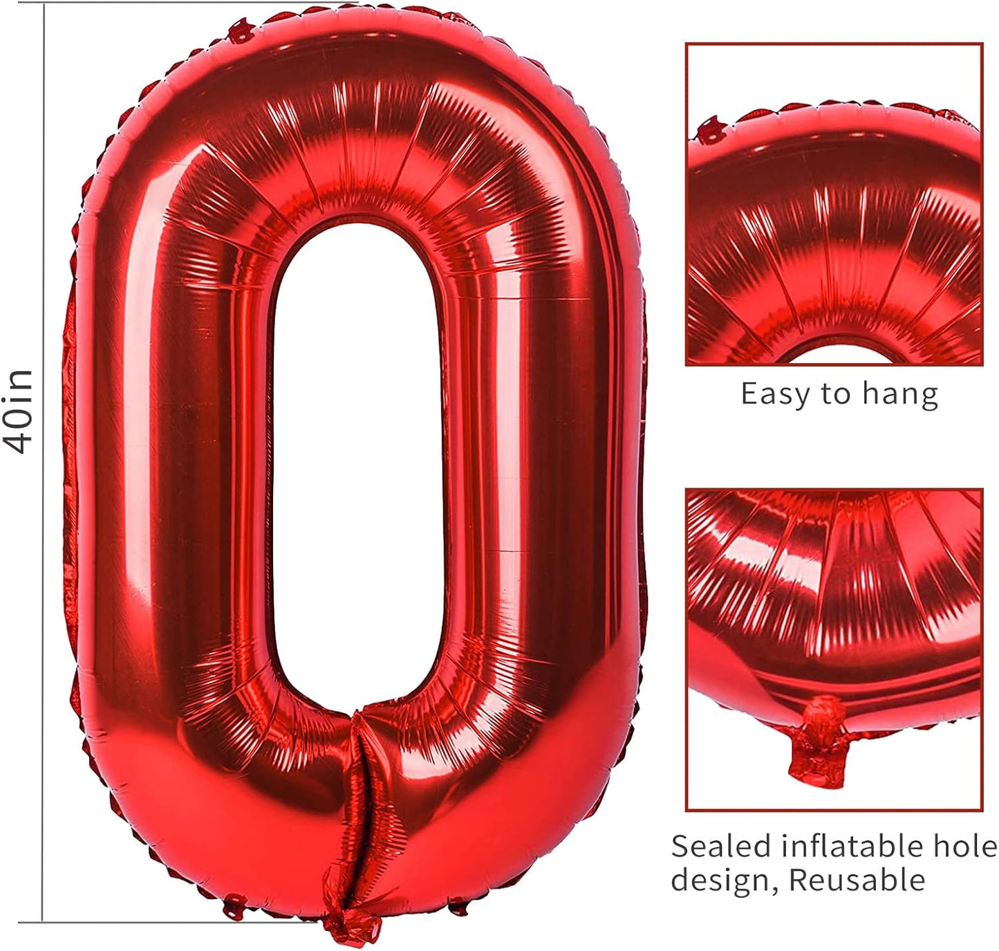 Smlpuame 40 inch Number Balloon 0-9 Red Large Number 5 Balloons,Digital Balloons for Birthday Party Celebration Decorations Supplies, Helium Foil Number Balloons for Wedding Anniversary