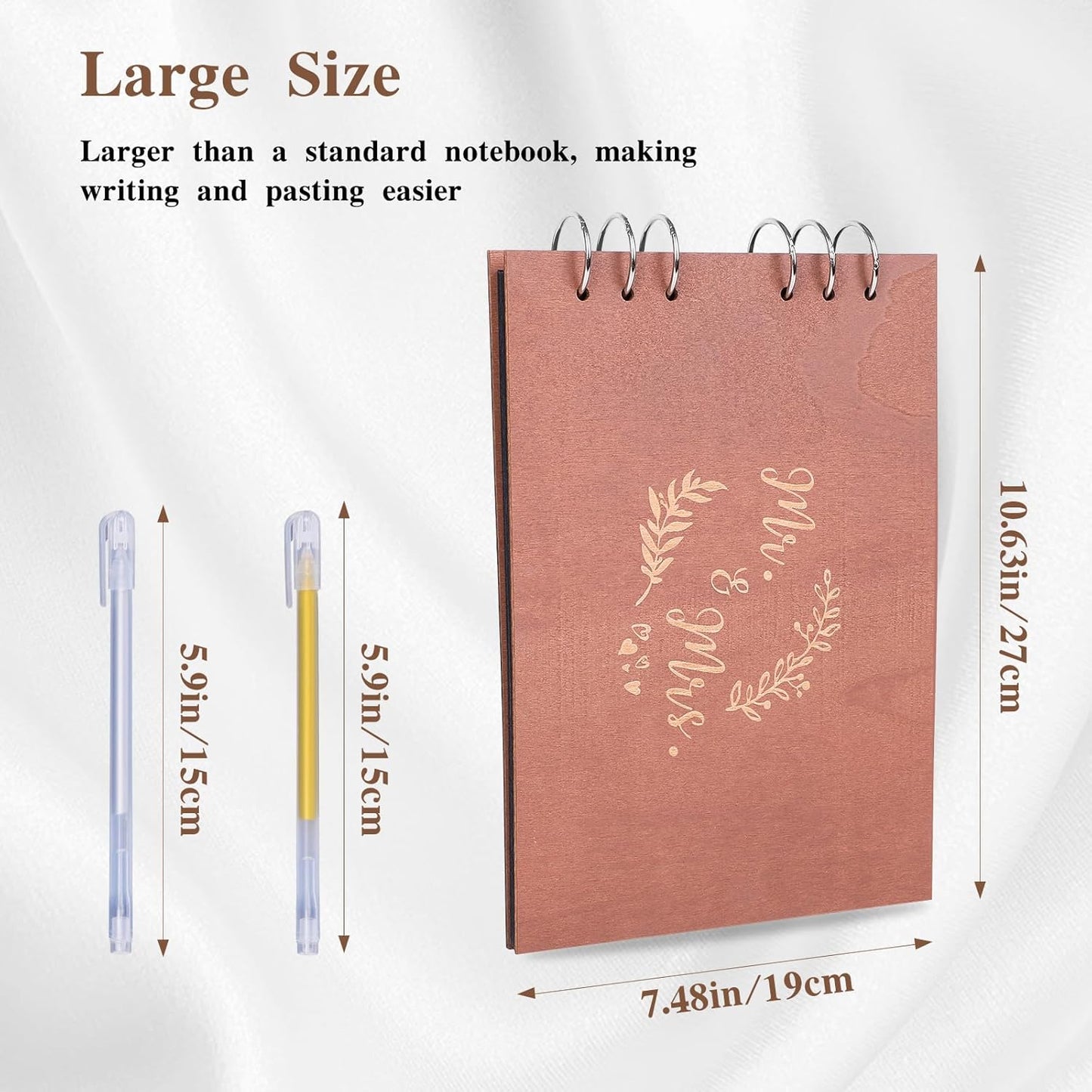 Wood Grain Wedding Guest Book with Pen, Elegant Baby Shower Guest Book for Party & Birthday, 10x7''Personalized Wedding Guestbook Photo Album , Rustic, Detachable, for Wedding, Anniversary Funeral