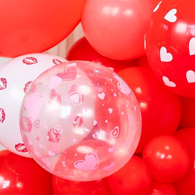 160pcs Valentine'S Balloon Arch Garland Kit Red and Pink Heart Kiss 3.2x6 Feet Love Backdrop for Mother's Day Wedding Engagement Birthday Party Day Decorations