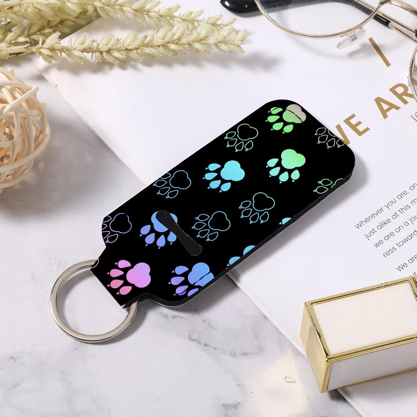 Cute Chapstick Holder Keychain,Lipstick Neoprene Clip-on Lip Balm Holder for Woman