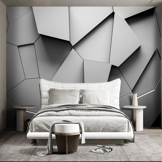 Grey Geometry wallpeper Living Room Bedroom Office Wall Mural - 91"x65"(Not Peel and Stick)