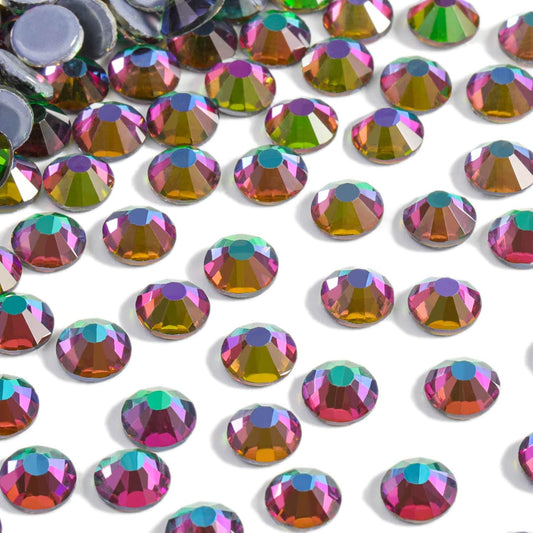 BEADSLAND Hotfix Rhinestones, Flatback Crystal Rhinestones for Crafts Clothes DIY Decorations, Green Volcano, SS8/2880pcs, 2.3-2.5mm