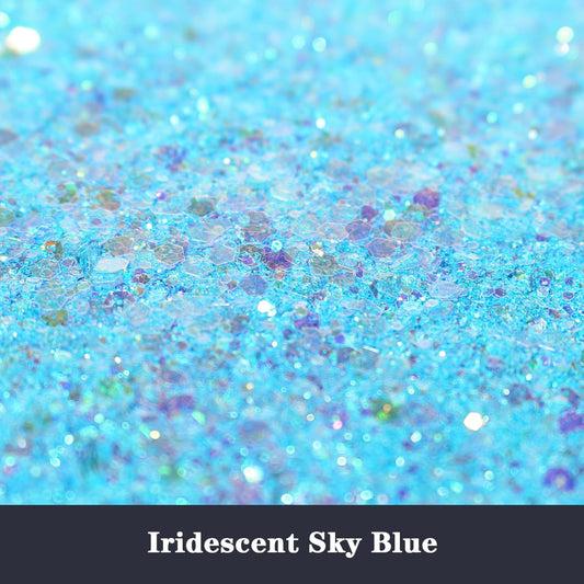 Holographic Chunky Glitter, 190g/6.7oz Mixed Craft Glitter, Bulk Laser Sequin for Face Body Nail Art, Epoxy Resin Tumbler Jewelry Making (IRI Sky Blue)