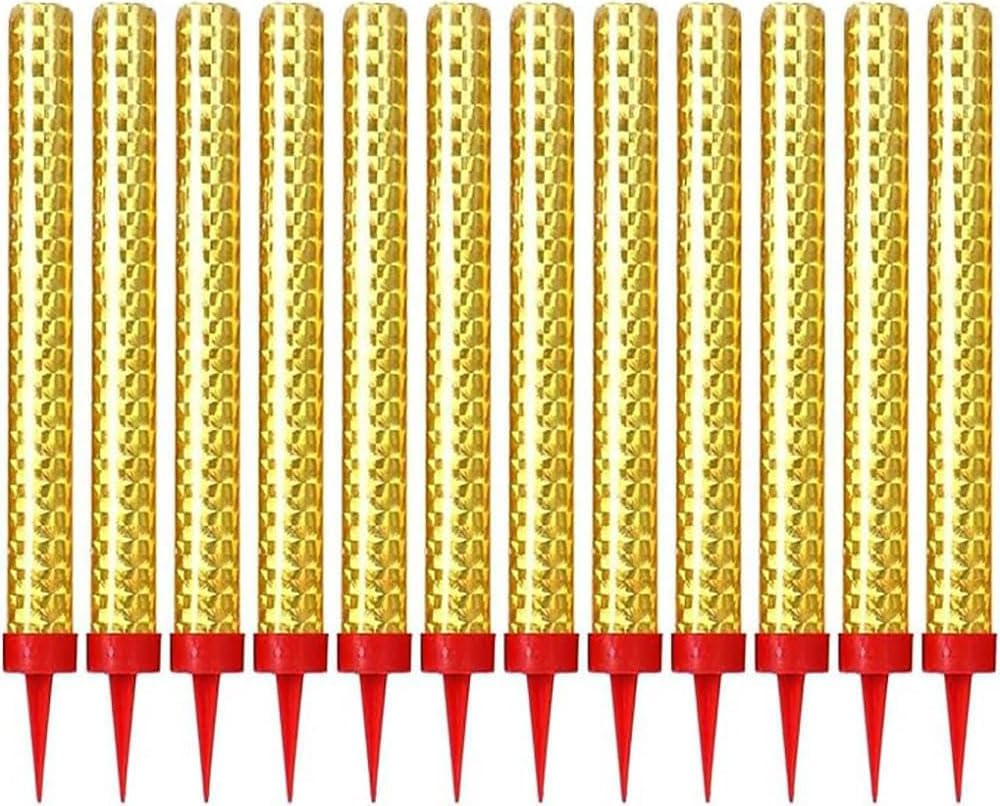Generic Glitter Birthday Taper Candles, Gold Metallic, Paraffin Wax, 8.6 Inch, Classic Style, Sparkle Finish, Cake Decoration, Indoor Use, Cylindrical Shape, 24 Count