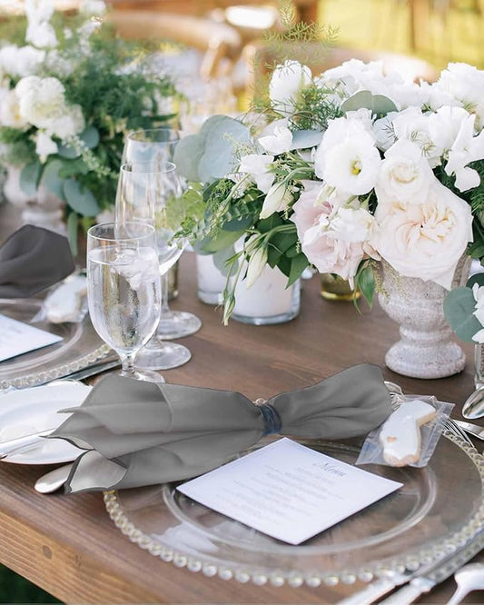 Gray Ombre Cloth Napkins Set of 6 Reusable Dinner Napkins, Modern Abstract Art Cocktail Napkin, Farmhouse Gradient Washable Table Napkins for Wedding/Holiday Party/Baby Shower 20"x20"