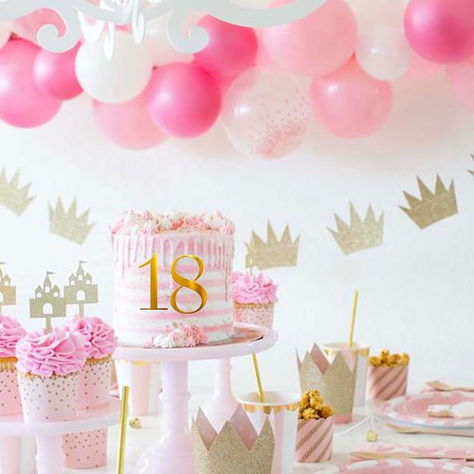 Rsstarxi 10 Pack 0-9 Numbers Cake Topper Mirrored Acrylic Numbers DIY Cake Pick for Baby Shower Wedding Birthday Anniversary Party Cake Decorations Supplies Gold