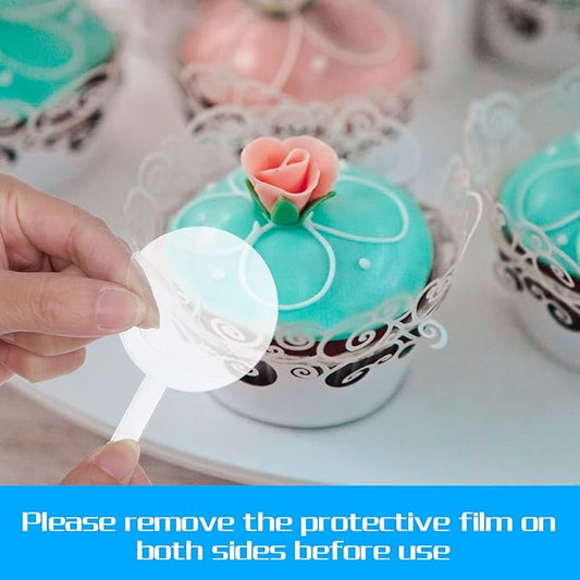 24PCS Blank Cupcake Toppers - Custom DIY Acrylic Cake Sticks for Birthday, Wedding, Baby Shower, Round Cake Decoration, Personalized Cupcake Picks, Clear Dessert Cups Toppers for Party