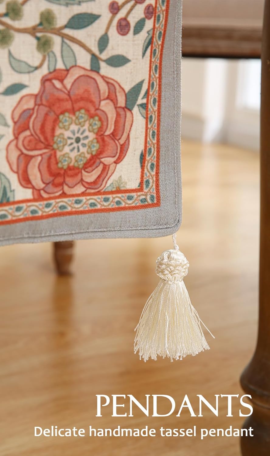 bilingaier Floral Cloth Small Runner for Table,Decorative Linen 102 Inches Long Table Runners,Farmhouse Decor Tabletop for Kitchen,Dining,Party,Home,Christmas,12"*102"