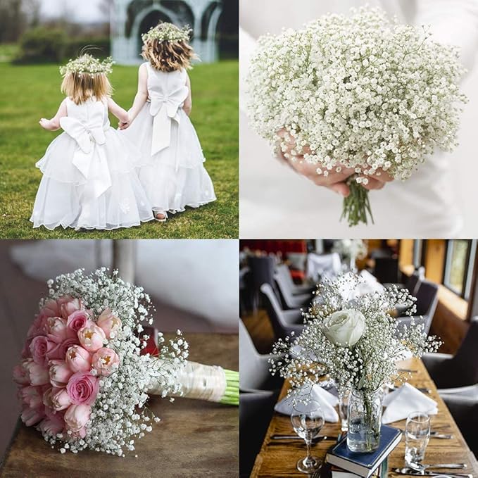 DEEMEI 12 PCS Babys Breath Artificial Flowers Fake Babys Breath Flowers Artificial Bulk White Gypsophila Bouquets Real Touch Faux Flowers for Wedding Floral Arrangement Party Home Decoration