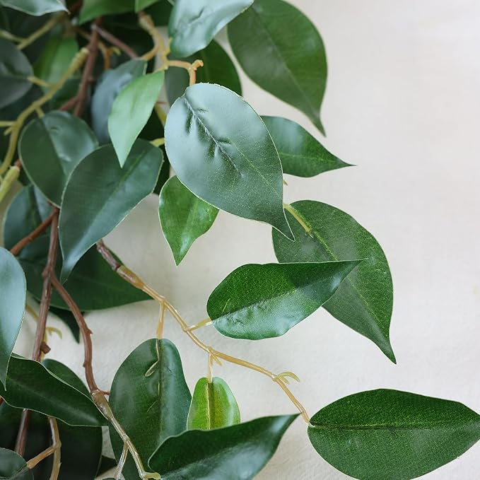 mizii 5 Packs 390" Artificial Vines Ficus Garland Fake Vine Silk Green Leaves Faux Plants Greenery Decoration for Bedroom Room Wall Party Table Centerpieces Wedding Arch Decor