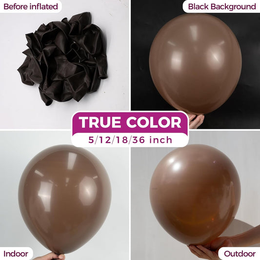 Bezente Brown Balloons Latex Party Balloons - 100 Pack 12 inch Round Helium Dark Brown Balloons for Birthday Bridal Shower Wedding Graduation Thanksgiving Party Decorations