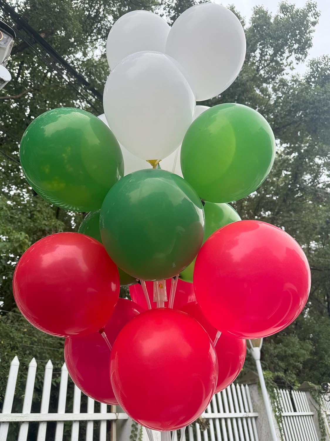 60 Pcs 12-Inch Latex Balloons in Red, Green, and White - Perfect for Christmas, New Year,Graduation, Birthday, Baby Shower, and Party Decorations
