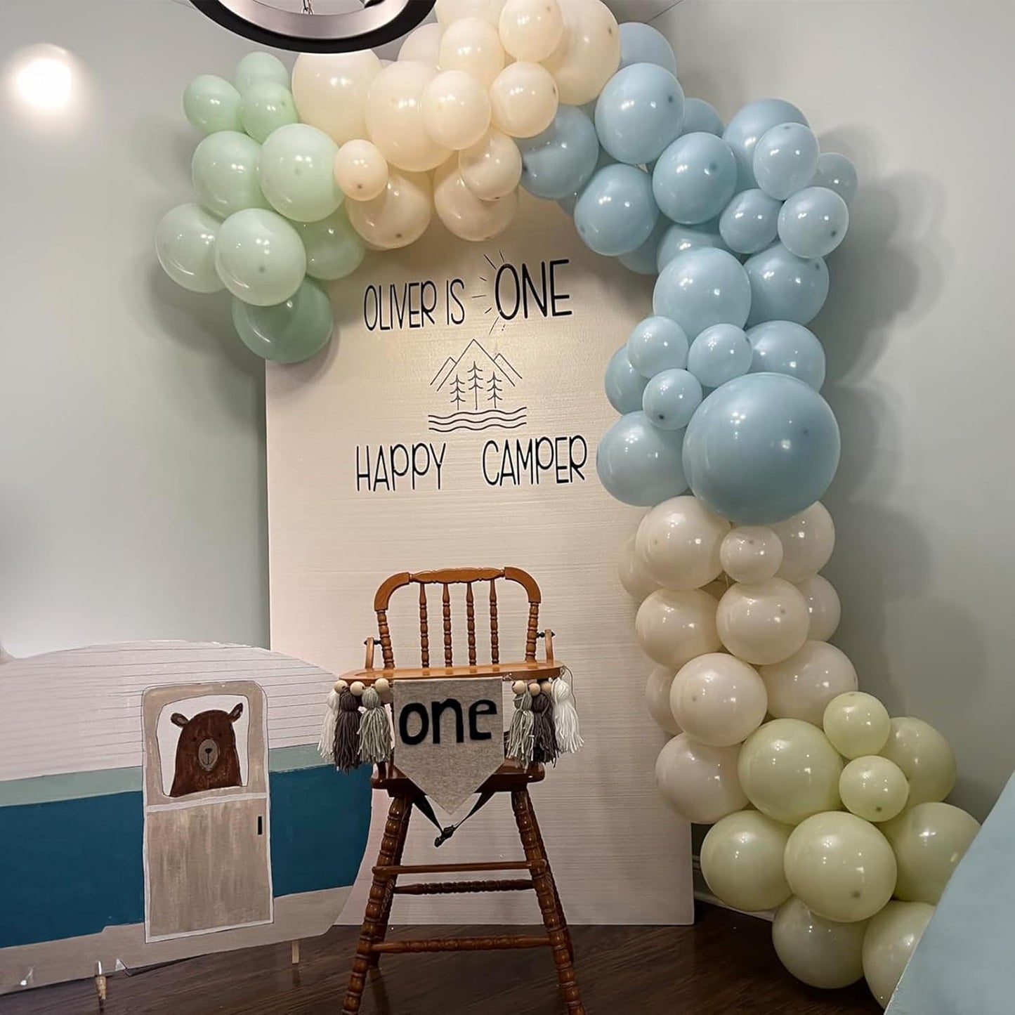 Togvu Dusty Green Blue Balloon, 60 Packs 12 Inch Sage Green Blue Balloon with Haze Fog Blue Sand White and Gold Balloons for Jungle Safari Neutral Boho Birthday Baby Shower Party Decorations