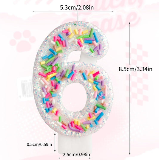 Girls Colorful Candy Birthday Candle,7th Birthday Candle for Party Supplies,Candles for Cake Decoration,2.76 inch Number 7 Girl Boy Cake Topper Wedding Anniversary Pastel Sweet Theme Party Decoration