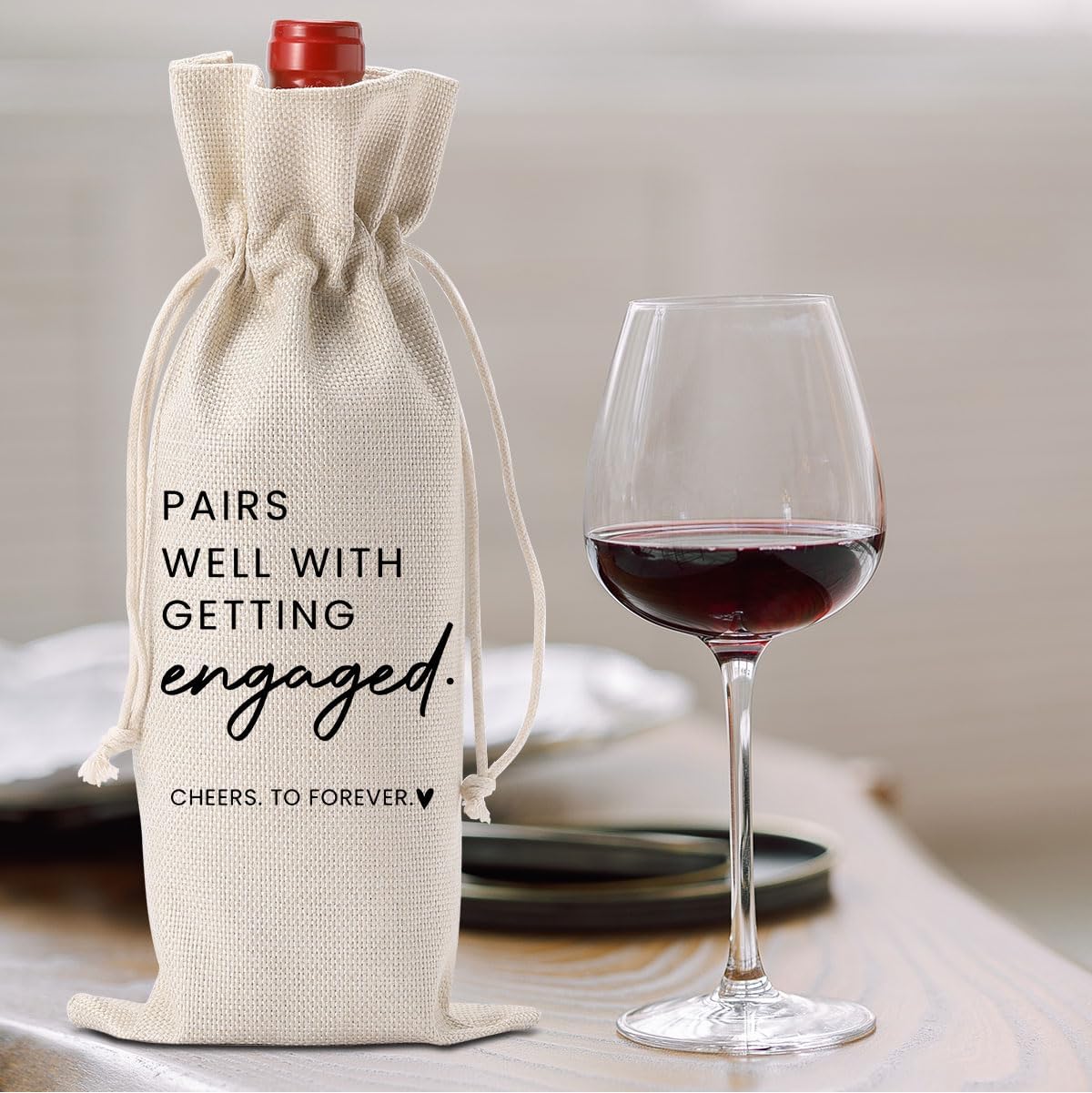 FBCCZEY 2pc Engaged Wine Bag Engagement Gifts for New Couples Her Engagement Party Decorations Pairs Well with Getting Engaged Wine Bottle Bag Champagne Bottle Wraps Bags
