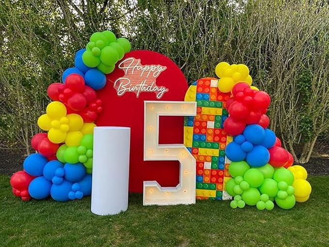 Red Blue Yellow Balloons Arch Kit, 162pcs Multi Color Cartoon Balloons with Cow Print for Carnival Circus Theme Party Fiesta Superhero Birthday Party Decorations