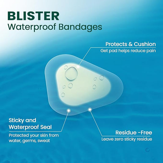 Gel Blister Bandages Hydrocolloid Bandages - Welnove 21ct Blister Cushions (Spot Pack) - Blister Bandages for Heel, Toe & Foot - Blister Pads for Prevention & Recovery - Water Resistant Bandages