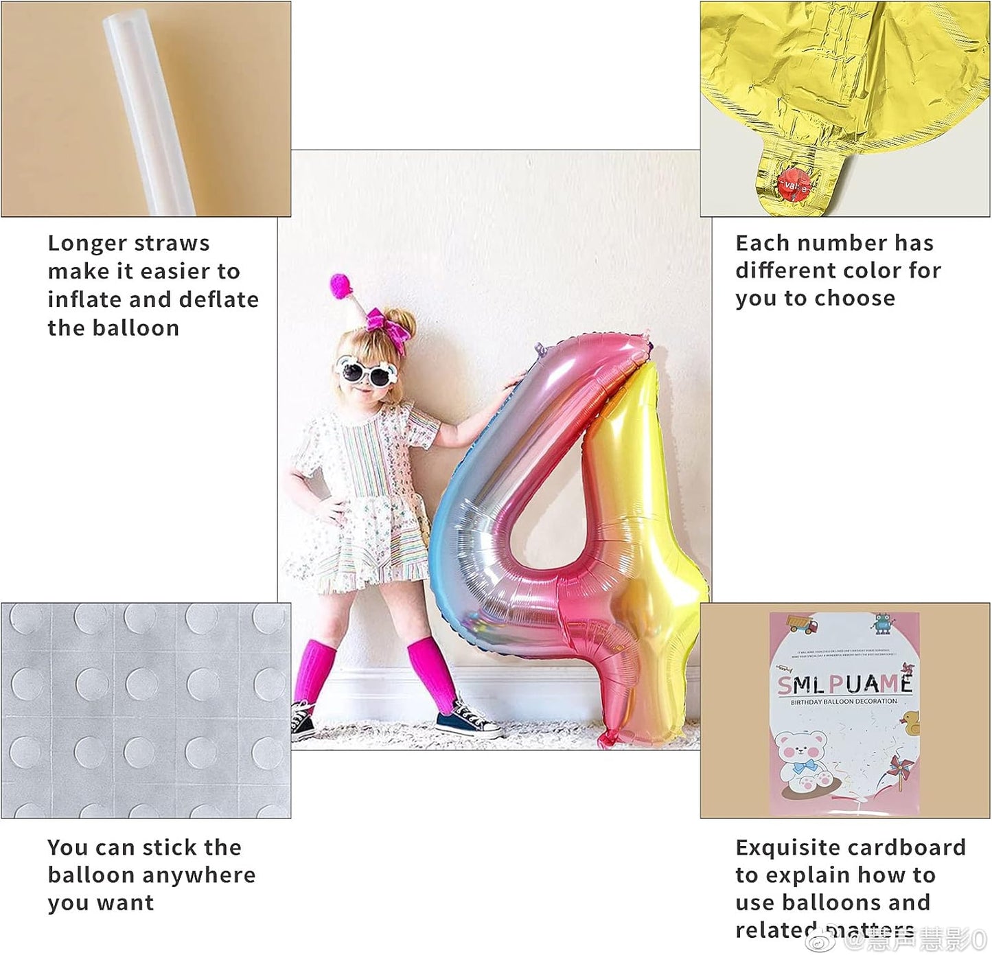 Smlpuame 40 Inch Number Balloons 0-9 Rainbow Gradient Large Number 9 Balloons, Digital Balloons for Birthday Party Celebration Decorations, Helium Foil Number Balloons for Wedding Anniversary