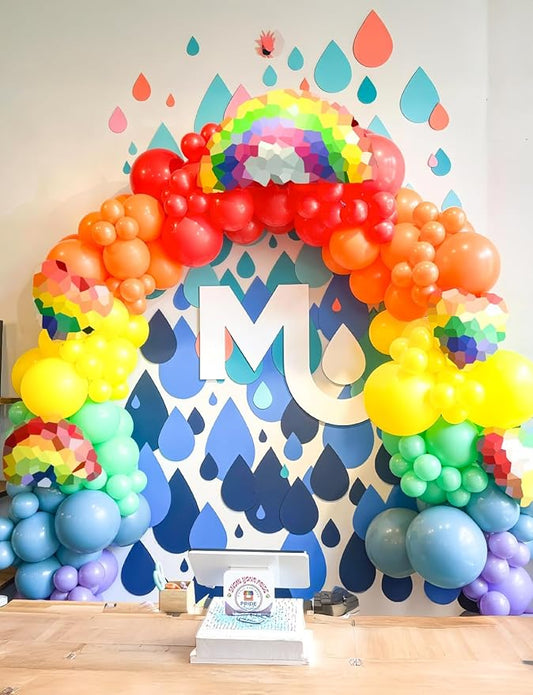 Colorful Rainbow Balloon Arch Garland Kit - 130 Pcs Assorted Color Latex Balloons in Mixed Sizes, for Baby Shower, Birthday, Wedding & Back to School Party Decorations