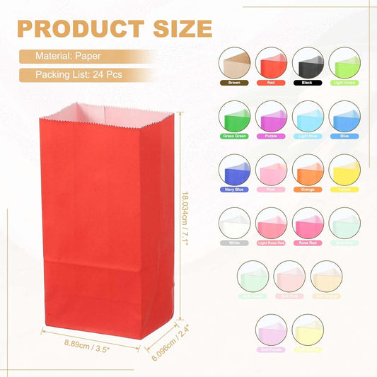 PATIKIL Party Favor Bag, 24 Pcs 3.5x2.4x7.1 Inch Mini Paper Candy Bags Gift Treat Celebration Halloween Goody Birthday Wedding Party with Stickers, Red