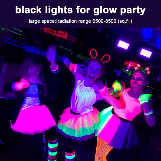 Black Lights 600W LED Black Purple Lights Flood Light with Plug(6ft Cable) for Blacklight Party, Stage Lighting, Aquarium, Body Paint, Fluorescent Poster, Neon Glow in The Dark Night