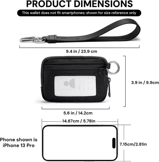 YDF The Iris Wallet for Women Mini Zip Card Case with Clear ID Window Zipper Coin Purse Lightweight Portable Keychain Wallet