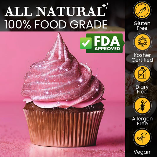 Edible Glitter Sprinkles for Cake Decorating, Drinks, Cookie, Icing, Dessert Decorations, Sparkly Luster, Food-Grade, Vegan, Gluten Free, Kosher, Bulk 10g, Pink