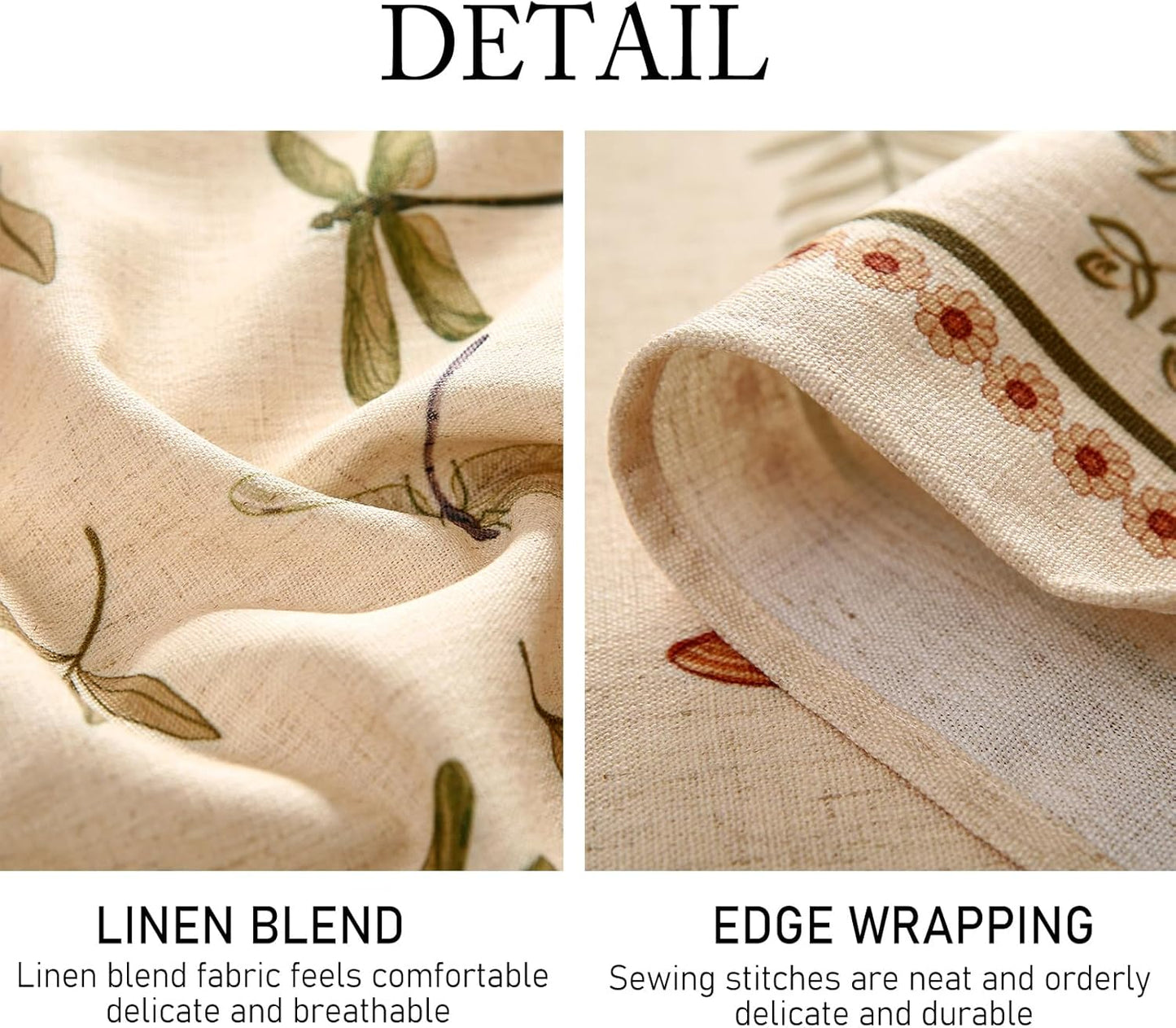 ISAENNE Designer Floral Linen Extra Long Rectangle Table Cloth,French Off White Elegant Tablecloth,Washable Home Decor Tablecloths for Dining Thanksgiving Kitchen Christmas,67"*118"-Grace B