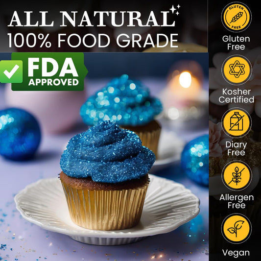 Dazzle Dust Edible Glitter Sprinkles for Cake Decorating, Drinks, Cookie, Icing, Dessert Decorations, Sparkly Luster, Food-Grade, Vegan, Gluten Free, Kosher, Bulk 10g, Blue