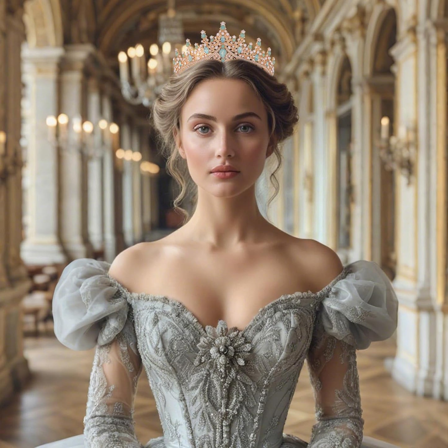 Baroque Tiara for Women Crystal Queen Crowns Rhinestone Princess Tiaras for Girl Wedding Headband for Bride Hair Accessories for Halloween Costume Birthday Party Prom Mother's Gifts