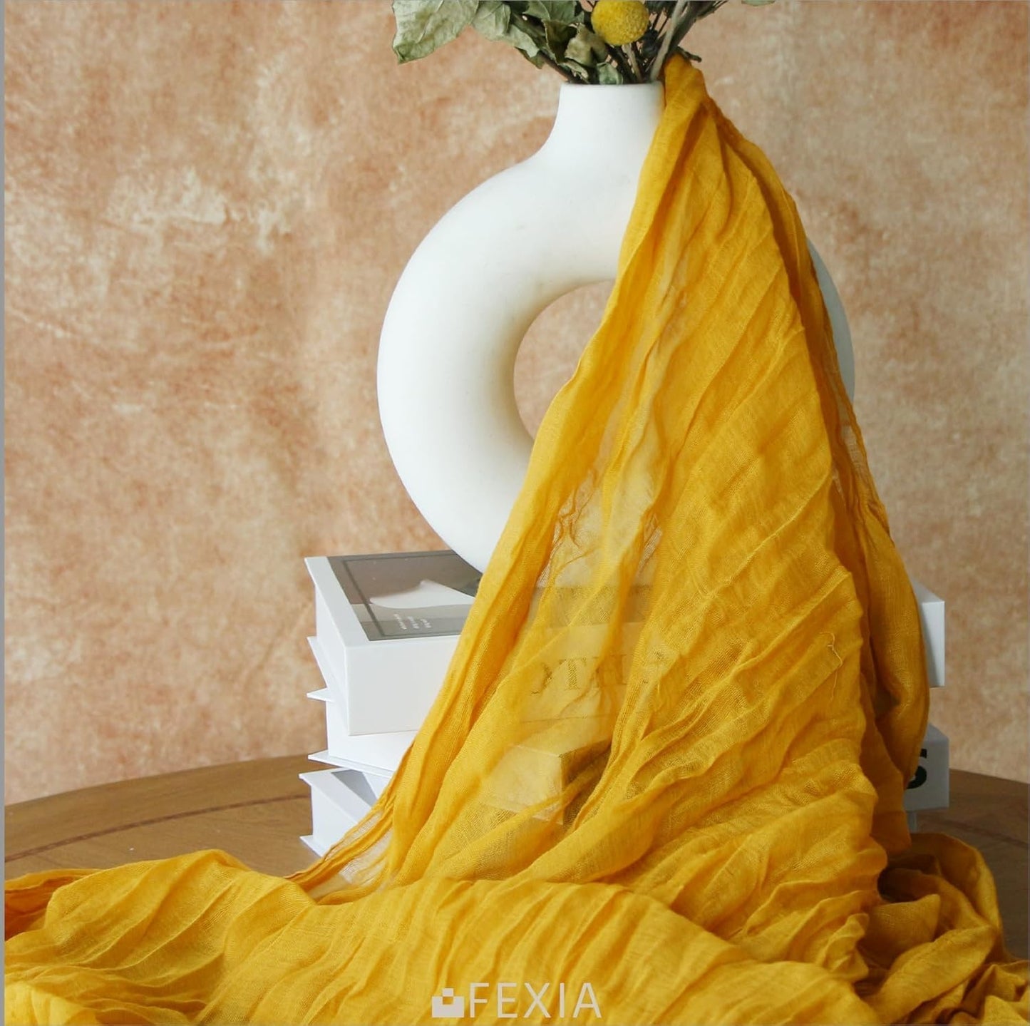 FEXIA Yellow Table Runner for Here Comes The Son Baby Shower Decor Summer Gold Cheesecloth Table Runner Baby Shower Decorations for Table Centerpiece Decorations Bridal Shower Wedding Party 10FT