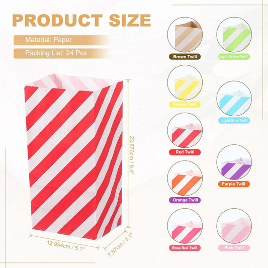 PATIKIL Party Favor Bag, 24 Pcs 3.5x2.4x7.1 Inch Mini Paper Candy Bags Gift Treat Celebration Halloween Goody Birthday Wedding Party with Stickers, Red Twill
