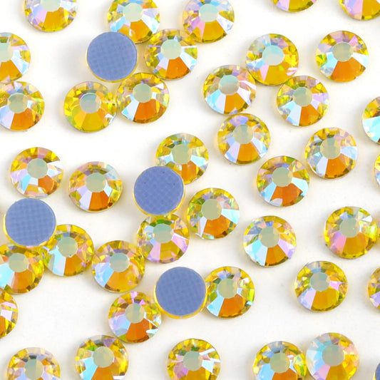 Beadsland Hotfix Rhinestones, 2880pcs Flatback Crystal Rhinestones for Crafts Clothes DIY Decoration, Citrine AB, SS8, 2.3-2.5mm