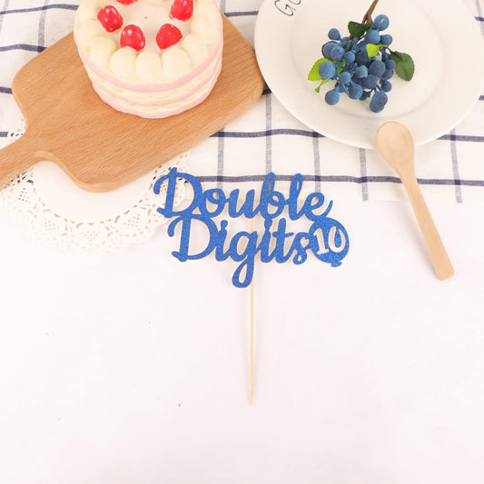 Double Digits 10 Cake Topper - Glitter Dark Blue 10th Birthday Cake Decorations, Happy 10th birthday Cake Decor (Dark Blue)