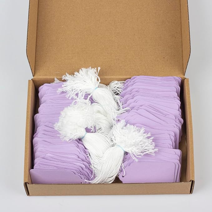 Tags with String Attached,500 Pcs Blank Marking Tags (2.75"x1.57",Light Purple)