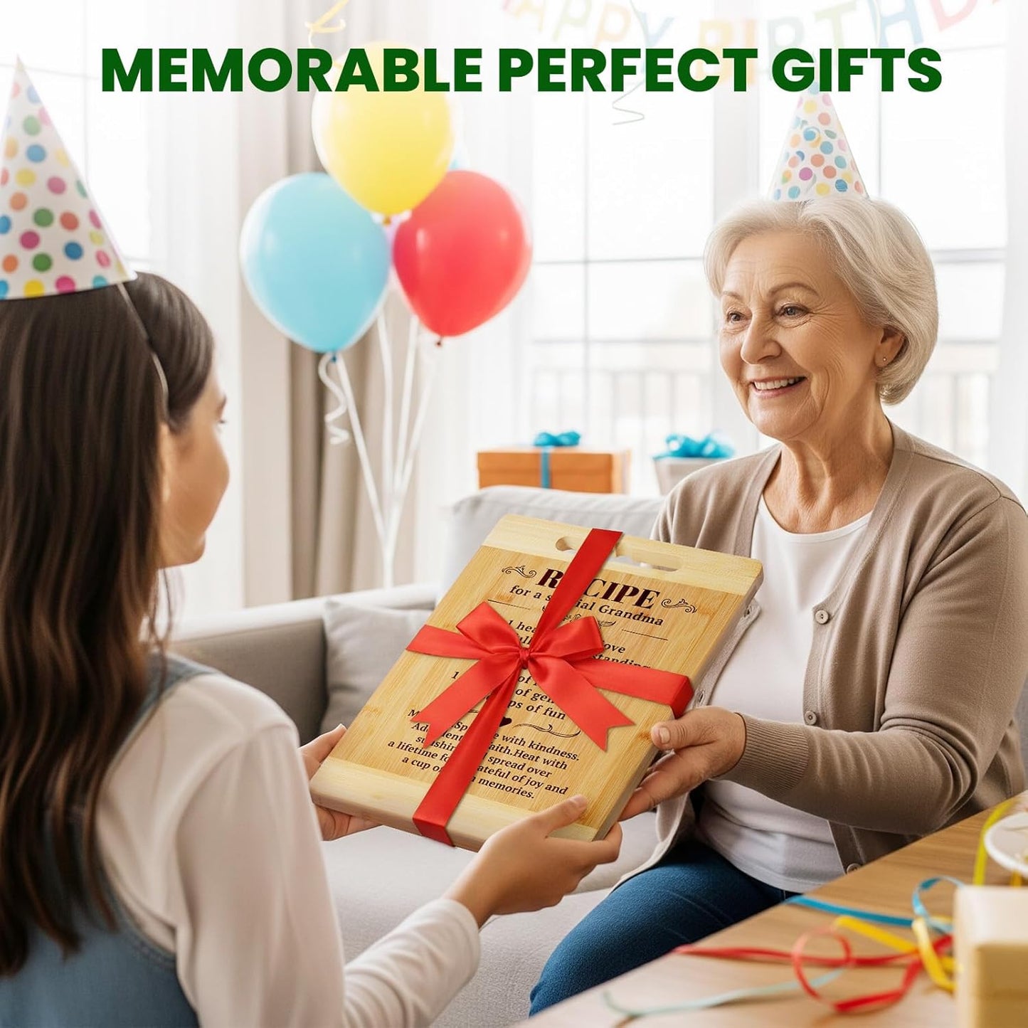 Kikcoin Gifts for Grandma - Bamboo Cutting Boards for Kitchen, Cutting Board Gift for Grandma Birthday Thanksgiving Christmas Great Grandma Gifts for Nana Gigi, Large Cutting Board 13.8" X 9.8"