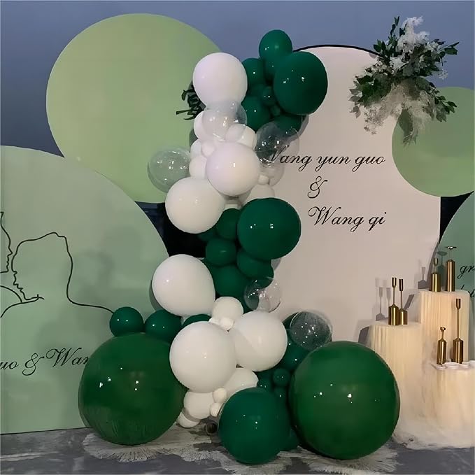 Dark Green Balloons, 140pcs Forest Green 18 12 10 5 Inch Different Sizes Pack Party Latex Balloons for Birthday Halloween Holiday Balloon Garland as Party Decorations