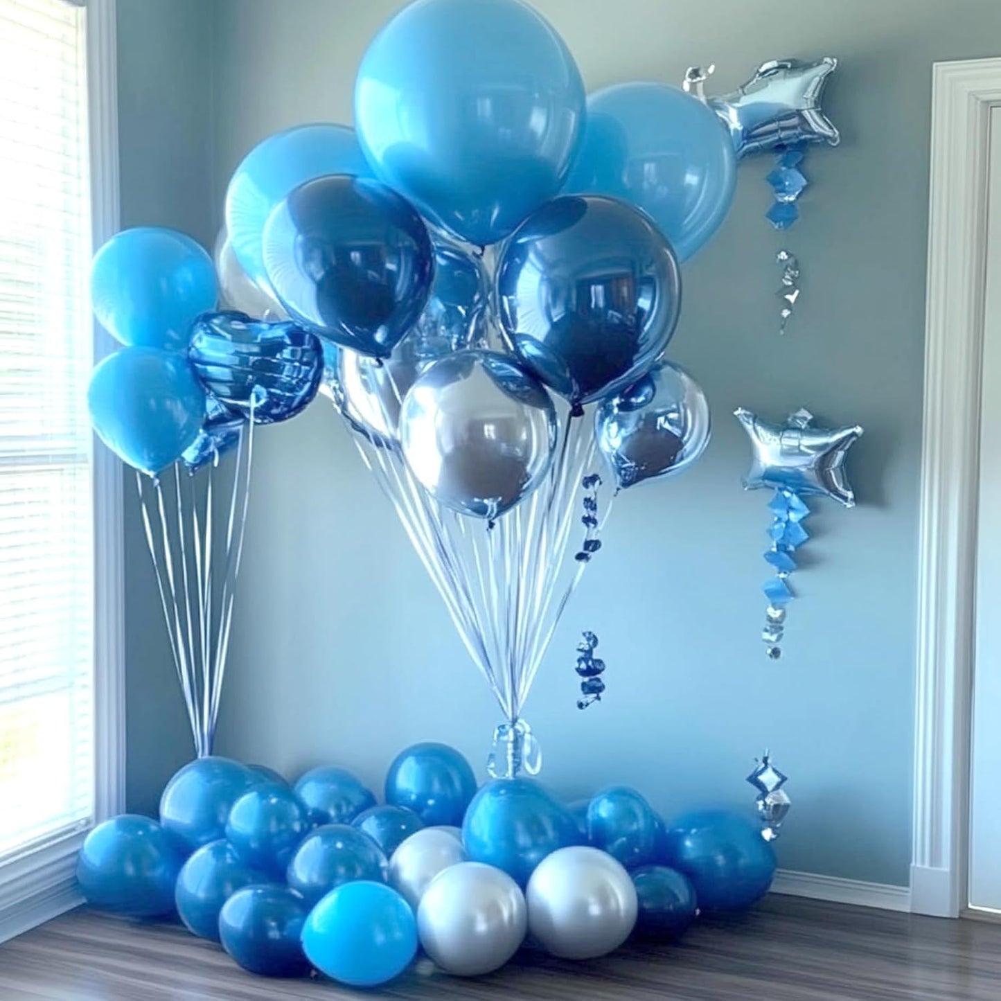 Multi-Blue Balloons Set,60pcs 12 inch multi-blue Balloons Kit for Birthday,Baby Shower,Wedding,Graduation Party Decorations