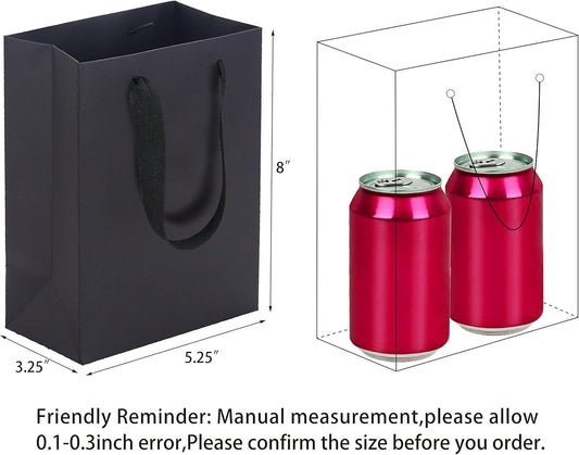 HUAPRINT 30 Pack Black Gift Bags with Ribbon Handles,5.25x3.25x8 inch Paper Bag Bulk for Shopping Party Favor Merchandise Business Wedding