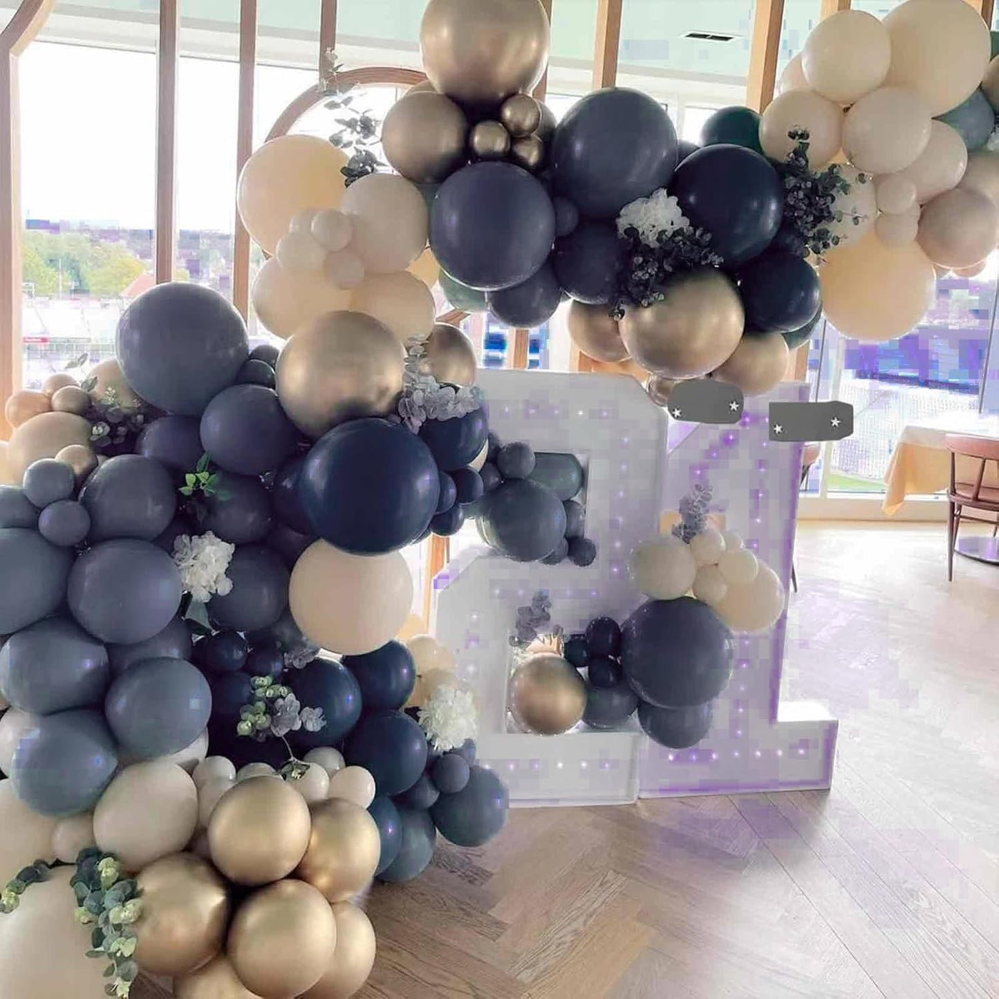 PartyWoo Dusty Blue Balloons 140pcs Different Sizes Pack of 18 12 10 5 Inch Navy Slate Blue Boho Neutral Balloon Arch Kit for Baby Shower Anniversary Graduation Birthday Party Decorations Blue-F15