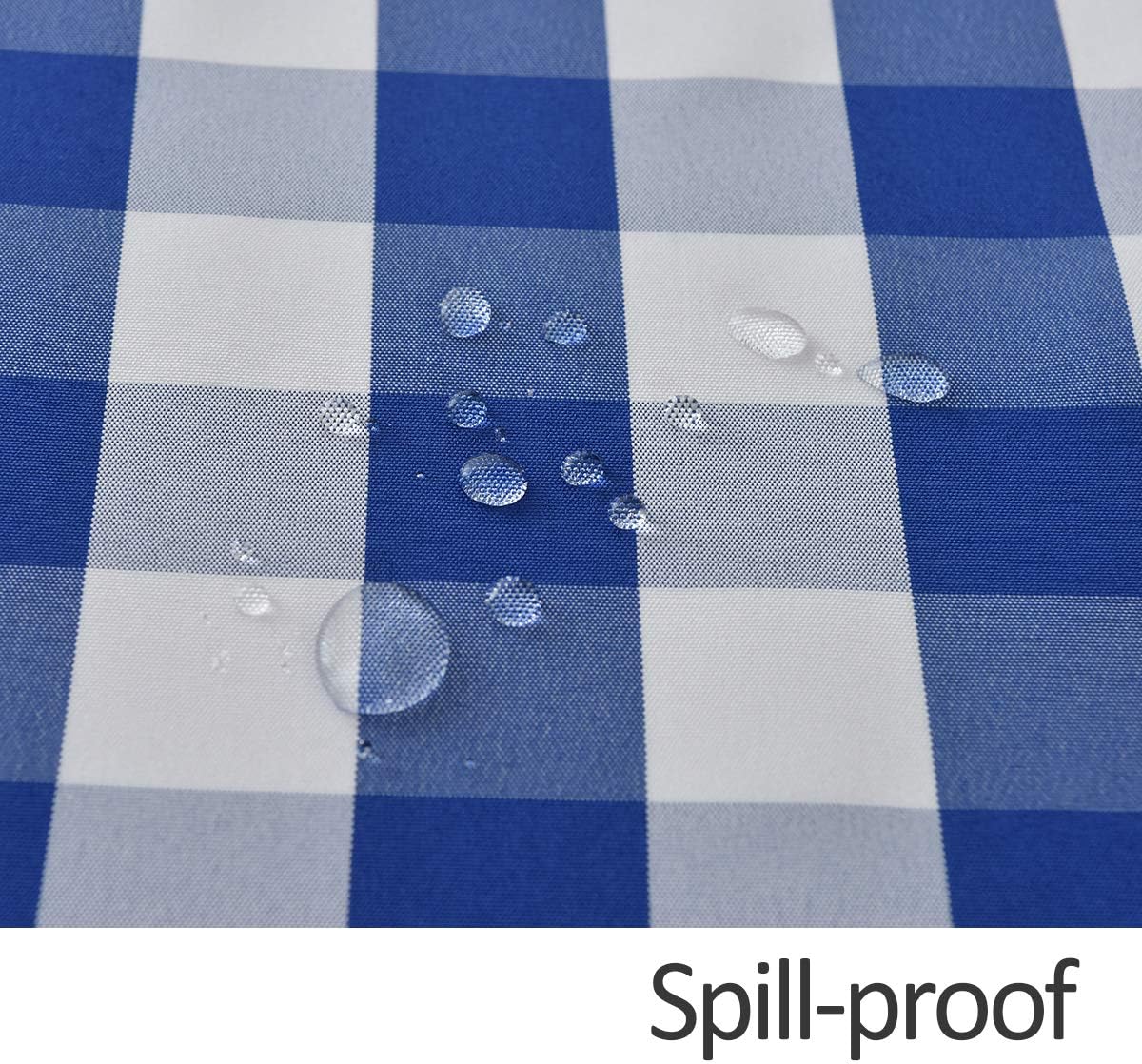 maxmill Checkered Rectangle Tablecloth Water Resistance Wrinkle Free Spillproof Heavy Weight Gingham Plaid Table Cloth for Buffet Banquet Parties Event Holiday Dinner, 60 x 84 Inch Blue and White