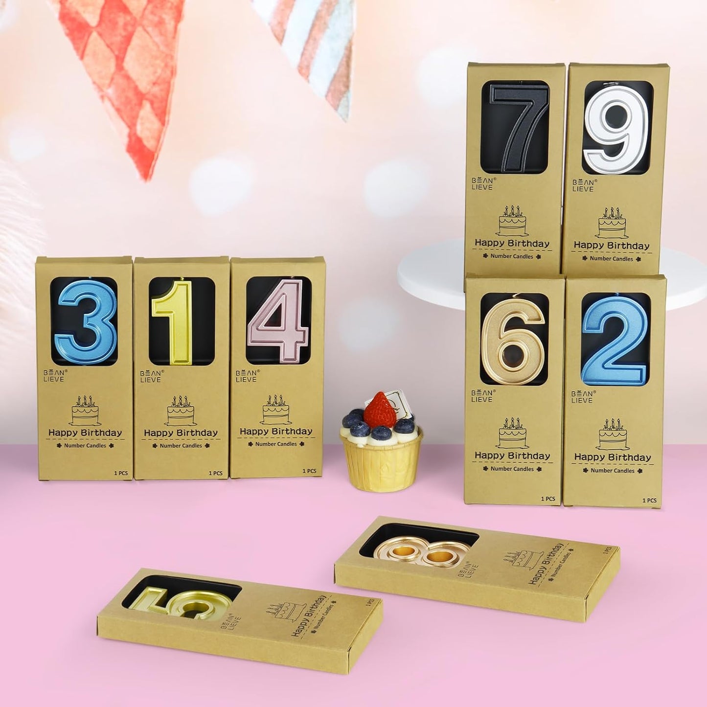 BEAN LIEVE Black Birthday Candles Number 1, Black Number Candles, Cake Number Candles for Birthday Parties and Wedding Anniversary Celebrations